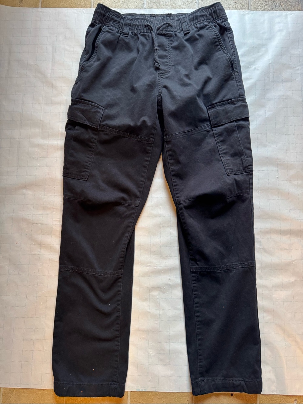 Men's Black Cargo Pants with Elastic Waist